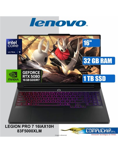 Notebook Lenovo Legion Pro 7 16IAX10H, 16" WQXGA OLED, Core Ultra 9 275HX hasta 5.4GHz.