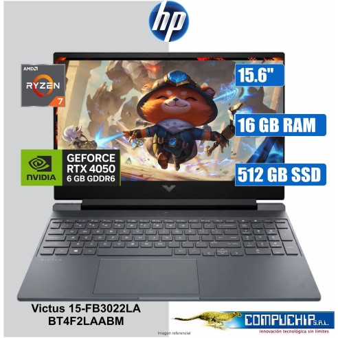 Notebook Gaming HP Victus 15-FB3022LA, 15.6" FHD IPS, AMD Ryzen 7 7445HS 4.7GHZ, 16GB DDR5