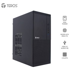 Case con fuente TEROS TE-1033S, Mini Tower, MICRO-ATX / MINI-ITX, USB, Audio, 250W
