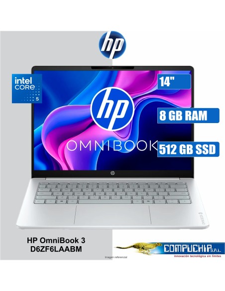 NB HP OmniBook 3 14-hu0051la, 14" 2K IPS, Core 5 120U hasta 5GHz/8GB DDR5/512GB SSD M.2