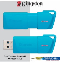 Memoria Flash USB DataTraveler Exodia M, 64GB USB 3.2 Gen 1 (Tipo-A) Neon Aqua Blue (Azul)