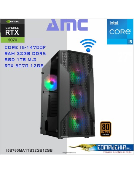 PC INTEL CORE I5-14400F 2.5/4.7 GHZ, 32GB DDR5, 1TB SSD, RTX 5070 12GB