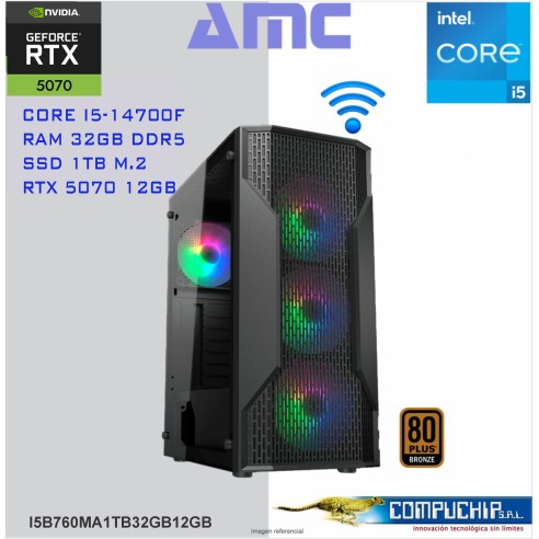PC INTEL CORE I5-14400F 2.5/4.7 GHZ, 32GB DDR5, 1TB SSD, RTX 5070 12GB