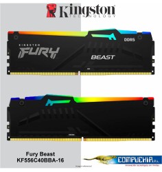 Memoria Kingston Fury Beast 16GB DDR5-5600MT/s PC5-44800 CL40, 1.25V, 288-Pin, XMP 3.0,RGB