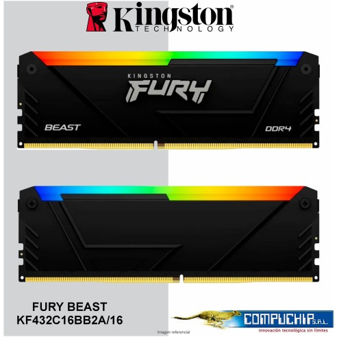 Memoria Kingston Fury Beast RGB BLACK, 16GB DDR4 3200 MT/s, PC4-25600, CL16, 1.35V.