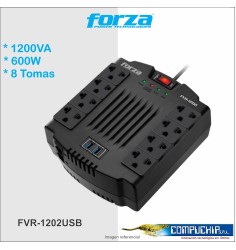 ESTABILIZADOR FORZA FVR-1202USB, 1200VA/600W.