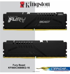 Memoria Kingston Fury Beast 16GB DDR5-6000MT/s, PC5-48000, CL36, 1.35V, 288-Pin