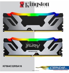 Memoria Kingston Fury Renegade, 16GB, DDR5 6400 MHz, PC5-51200, CL32, 1.4V, RGB.