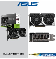 Tarjeta de video ASUS DUAL-RTX5060TI-O8G, 8 GB GDDR7, PCIe Gen 5.0