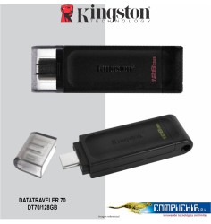 Memoria Flash USB Kingston DataTraveler 70, 128GB, USB-C 3.2 Gen1 presentación en colgador