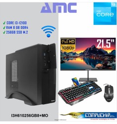 PC INTEL CORE I3-12100, 3.3/4.3 GHZ, 8GB DDR4, 256GB M.2 SSD , MONITOR 21.5".