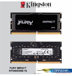 Memoria SODIMM Kingston Fury Impact 16GB DDR5 4800MT/s, PC5-38400, CL38, 1.1V, 262-pin