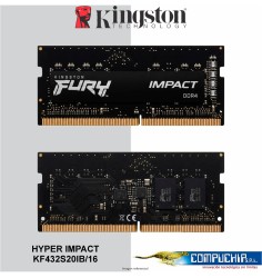 Memoria SODIMM Kingston Hyper Impact 16GB DDR4 3200MT/s, PC4-25600, CL20, 1.2V, 260-pin