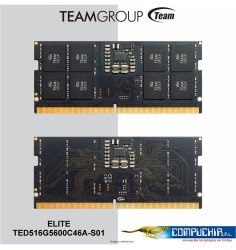 Memoria SODIMM TeamGroup Elite 16GB DDR5 5600MT/s, PC5-44800, CL46, 1.1V, 262-pin