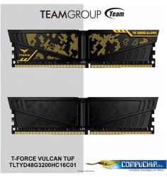 Memoria TeamGroup T-Force VULCAN TUF 8GB DDR4 3200MT/s, PC4-25600, CL16, 1.35V, 288-pin