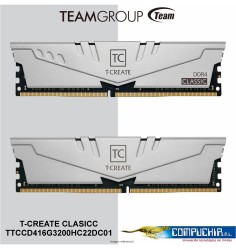 Memoria TeamGroup T-CREATE CLASICC 16GB (8GB x 2) DDR4 3200MT/s, PC4-25600, CL-22, 1.2V, 288-pin
