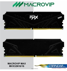 Memoria MacroVip MAX 16GB DDR4 3200MHz, PC4-25600, CL16, 1.35V, 288-Pin