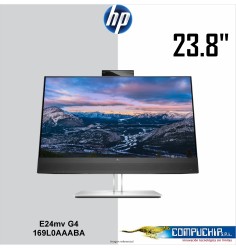 Monitor Plano HP E24mv G4, 23.8", FHD IPS, 60Hz, 5ms, HDMI, DP, VGA, USB, Parlantes, Cámara y Micrófono