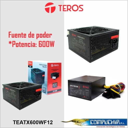FUENTE DE ALIMENTACIÓN TEROS, 600W, ATX, 220V.