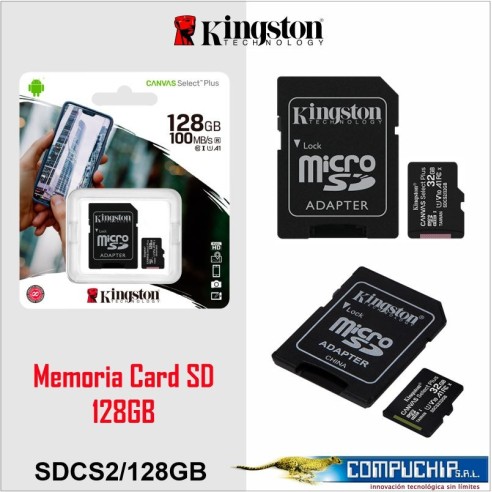 Memoria micro-SD Kingston Canvas Select Plus, 128GB, conn Adaptador SD