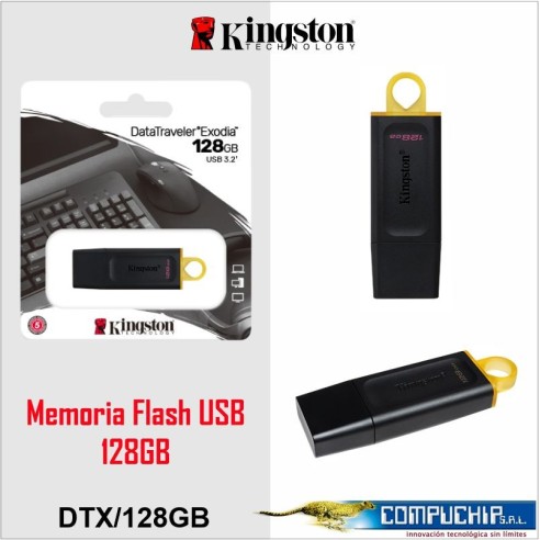 MEMORIA FLASH USB KINGSTON DATATRAVELER EXODIA 128GB, USB 3.2