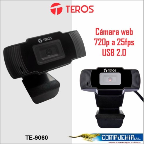 Cámara web Teros TE-9060, hasta 720p, micrófono incorporado, USB 2.0.