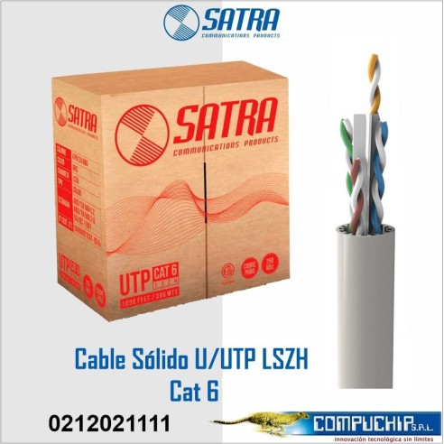 CABLE SÓLIDO U/UTP LSZH CAT. 6, SATRA, 305 METROS