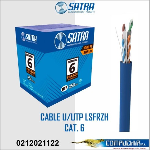 CABLE SOLIDO PARA INTERIORES UTP-LSFRZH CAT6, SATRA,  305 METROS