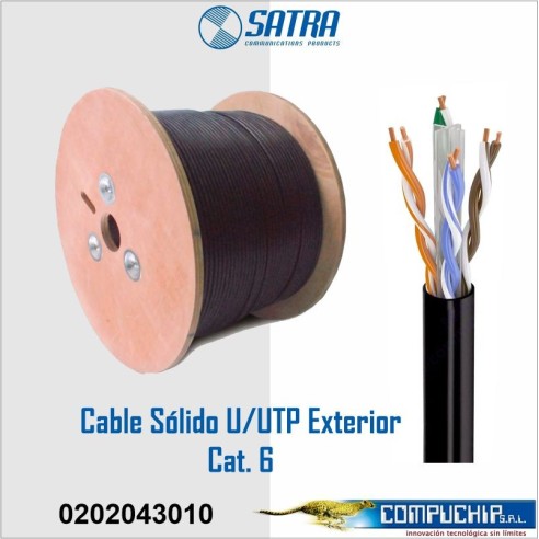 CABLE SÓLIDO PARA EXTERIORES U/UTP CAT. 6, SATRA, 305 METROS