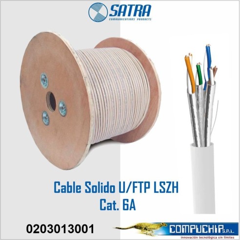 CABLE SÓLIDO U/FTP LSZH CAT6A BLANCO ROLLO 305 MTS