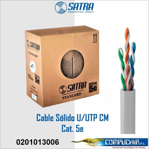 Cable Sólido U/UTP CM Cat.  5e, SATRA, 305 METROS