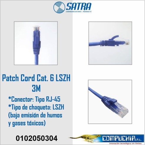 PATCH CORD  LSZH  CAT.  6, SATRA,  3 METROS