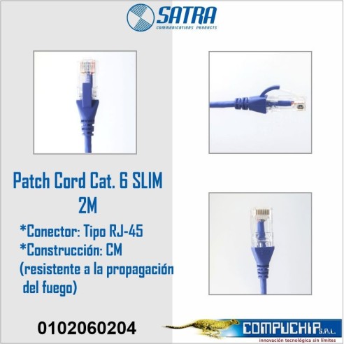 PATCH CORD SLIM CAT. 6, SATRA,  2 METROS