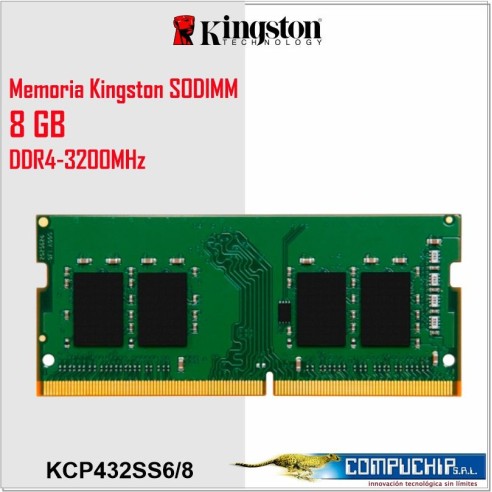 Memoria SODIMM Kingston KCP432SS8/8, 8GB, DDR4-3200MHz, CL22, 1RX8, 1.2V, 260-pin, Non-ECC