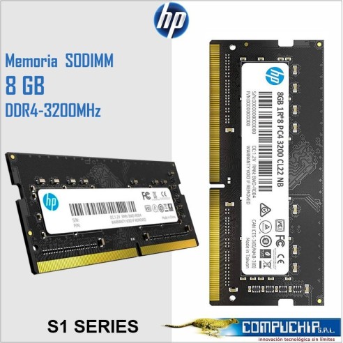Memoria SO-DIMM HP S1 Series, 8GB DDR4 3200 MHz, CL-22, 1.2V