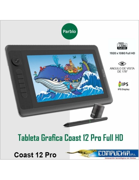 TABLETA GRÁFICA PARBLO INTANGBO COAST 12 PRO FULL HD 11.6".