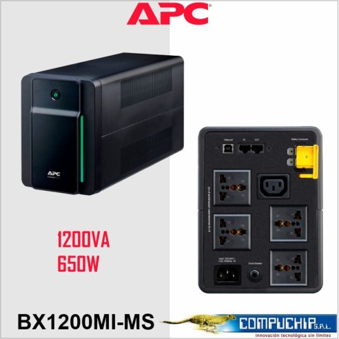 UPS APC Interactivo 1200VA, 650W, 230V, AVR, 4 Salidas Universales / 1-IEC Outlets